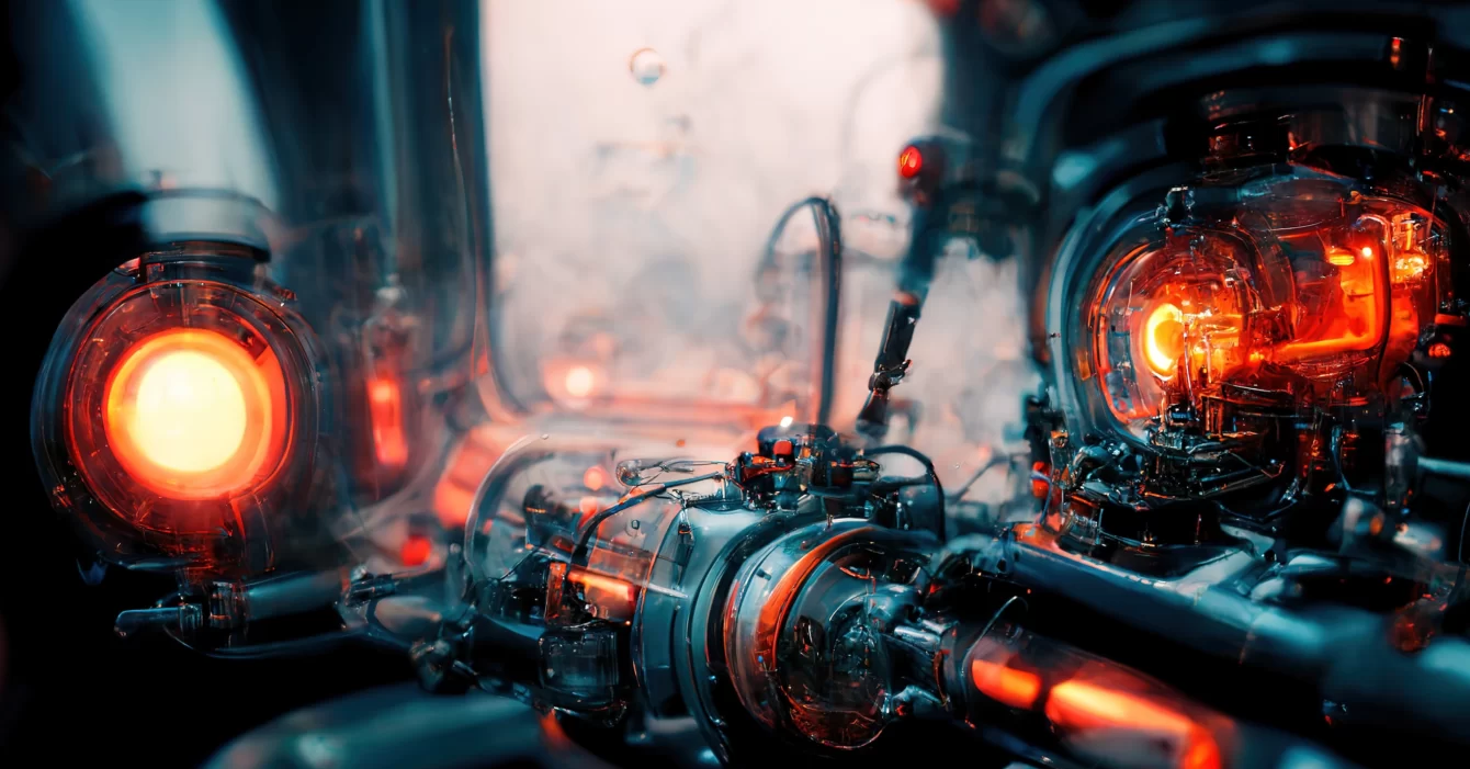 3d-illustration-engine-with-neon-light-super-computer