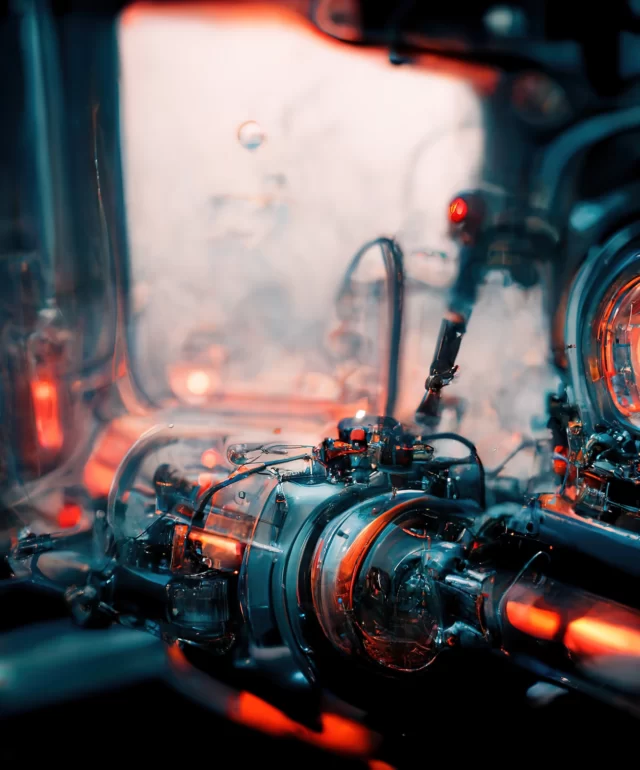 3d-illustration-engine-with-neon-light-super-computer